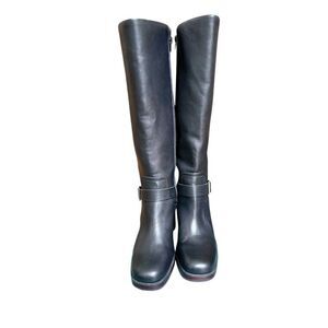 NEW Korks by Kork-Ease Black Faux Leather Knee-High Block Heel Boots | Size 9.5